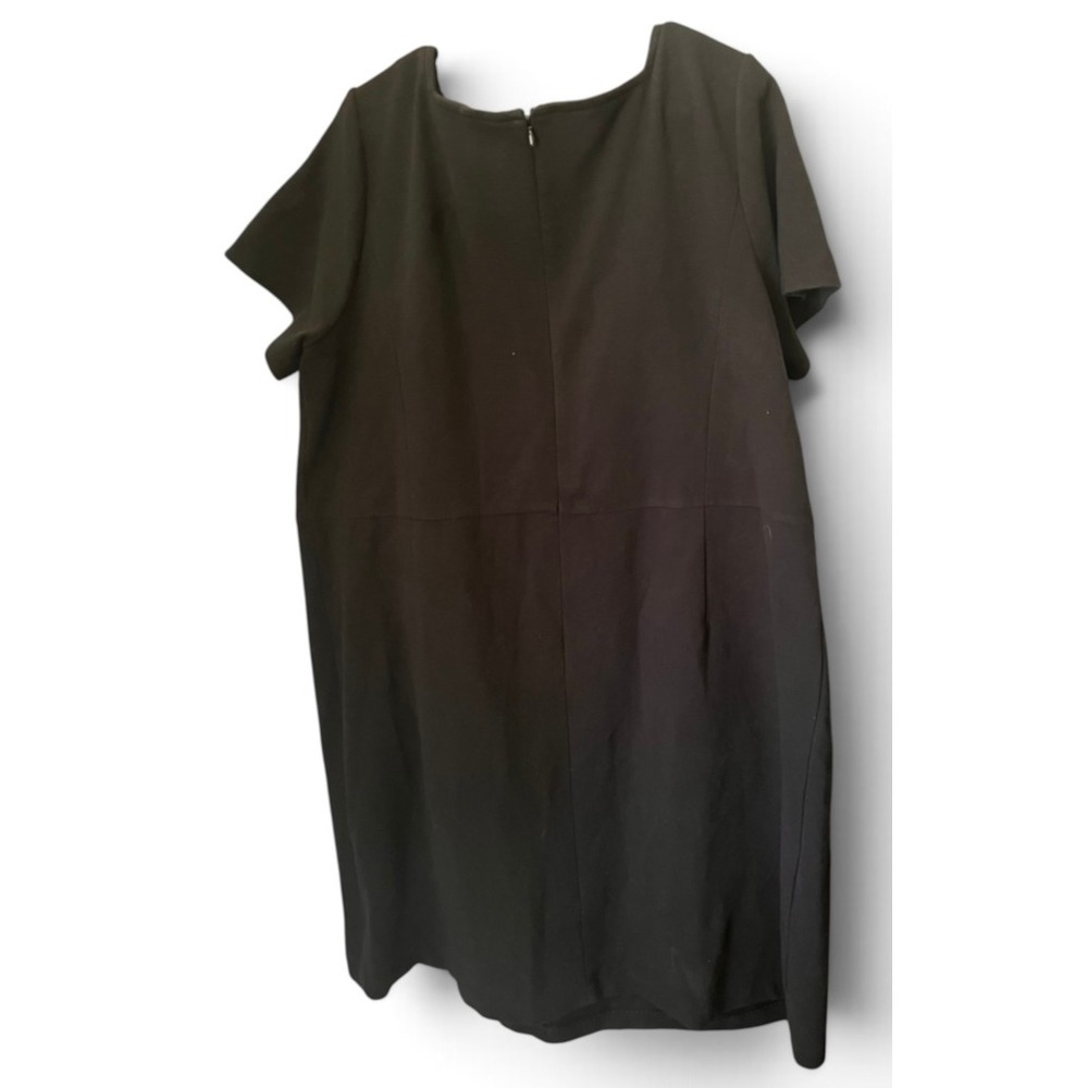 Talbots Woman 22W Black Sheath Dress Plus Size Pleated Career Work Midi Dress - Picture 5 of 7
